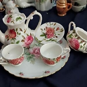 Floral Tea Set with Pink Roses